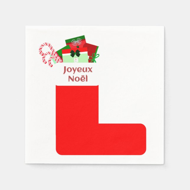 Joyeux Noël Cocktail Napkins (Front)