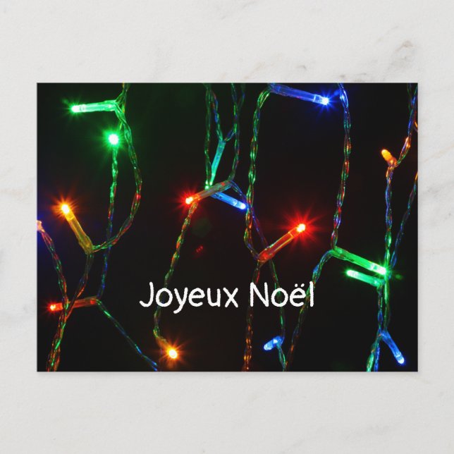 "Joyeux Noël" colourful Christmas lights Postcard (Front)