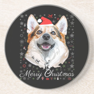 Joyeux Noël Corgi Santa Dog Coaster