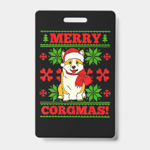 Joyeux Noël Corgmas Corgi Dog ID Badge