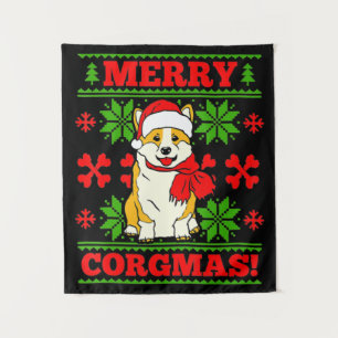 Joyeux Noël Corgmas Corgi Dog Tapestry