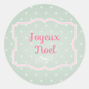 Joyeux Noel Cupcake Topper/Sticker Classic Round Sticker