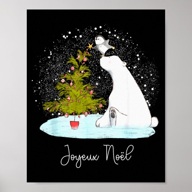 Joyeux Noël - Cute Lar Bear Penguin Christmas  Poster (Front)