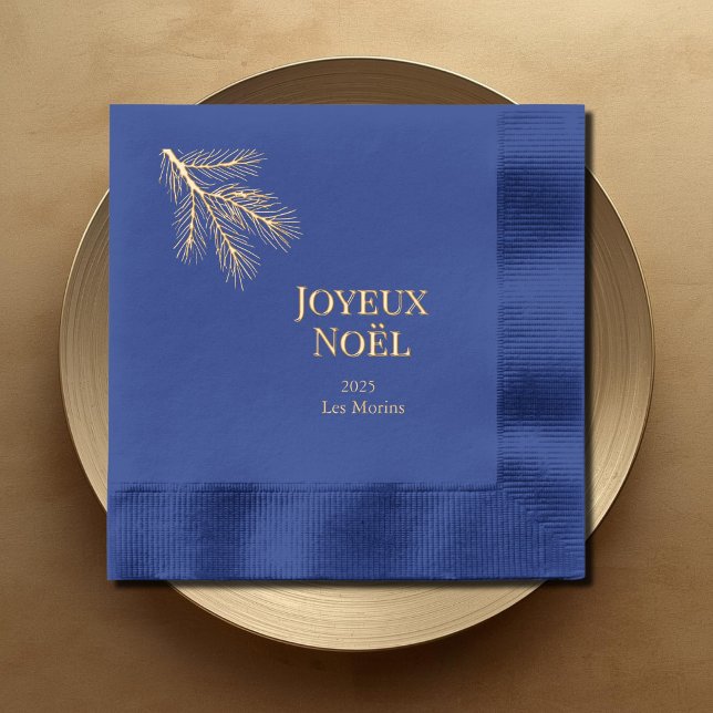 Joyeux Noel - delicate pine branches  Foil Napkins (Creator Uploaded)