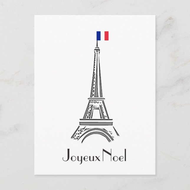 Joyeux Noel Eiffel Tower French Christmas Postcard (Front)