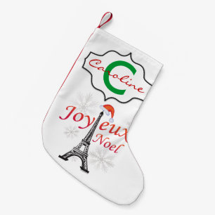 Joyeux Noel  Eiffel Tower Personalised Small Christmas Stocking