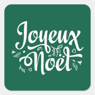 Joyeux Noel Elegant Red French Christmas Square Sticker