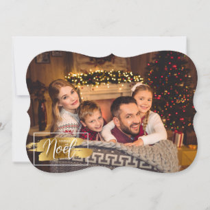 Joyeux Noel Fancy Cut Photo Christmas Holiday Card