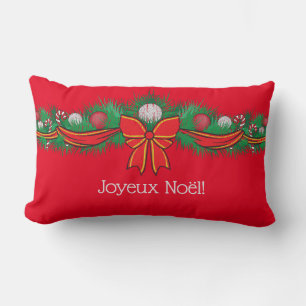  Joyeux Noël  - festive red  Lumbar Cushion