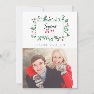 Joyeux Noël Feuillage Peint   Carte de Noël Holiday Card