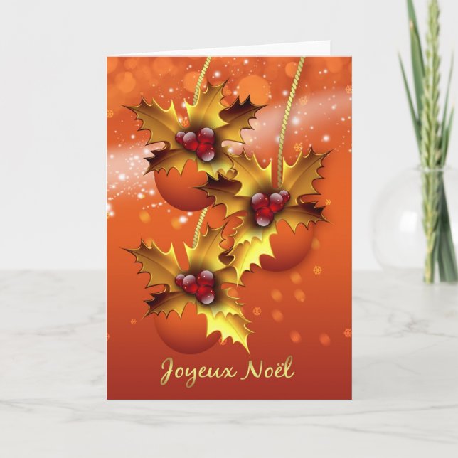 Joyeux Noel French Christmas Card Stylish Ornament (Front)