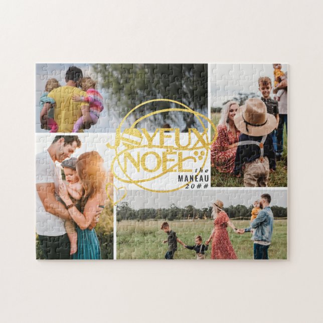 Joyeux Noel French Christmas Four Photo Collage Jigsaw Puzzle (Horizontal)
