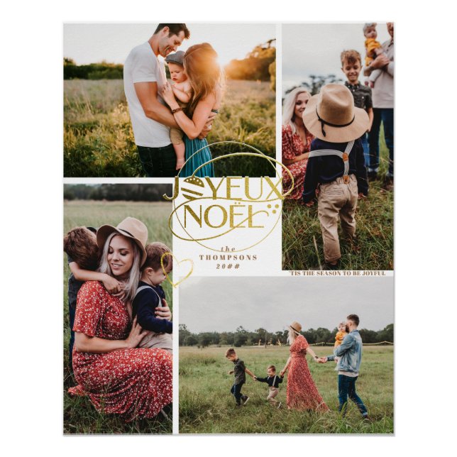 Joyeux Noel French Christmas Four Photo Collage Poster (Front)