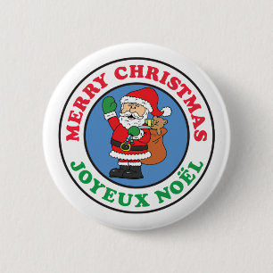 Joyeux Noel French Christmas Santa Button