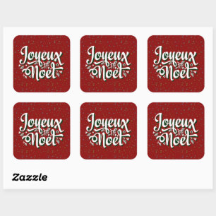 Joyeux Noël French Christmas Text  Paper  Square Sticker