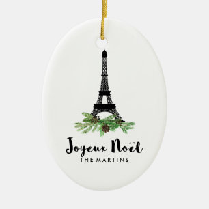 Joyeux Noel French Eiffel Tower Christmas Ceramic Tree Decoration