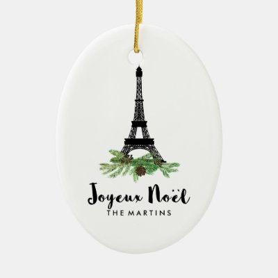 Paris Eiffel Tower Pink Black Stripe Christmas Ornament Zazzle Co Uk