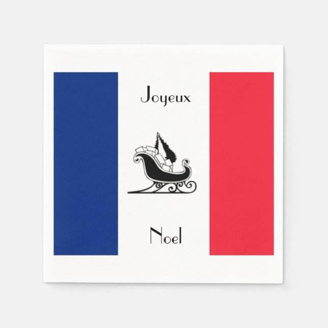 Joyeux Noel French Flag Christmas Paper Napkins (Front)