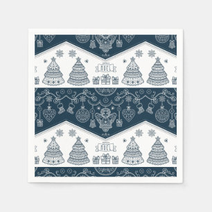 Joyeux Noel French folk art blue white angel  Napkin