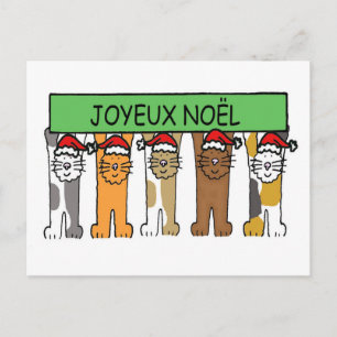 Joyeux Noel French Happy Christmas Cats Holiday Postcard
