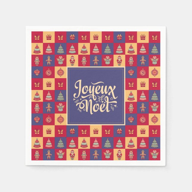 Joyeux Noel french Merry Christmas festive chic Napkin (Front)
