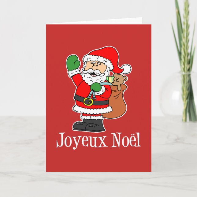 Joyeux Noel French Merry Christmas Santa Holiday Card (Front)