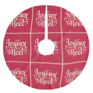 Joyeux Noel french Merry Christmas swashy font Brushed Polyester Tree Skirt