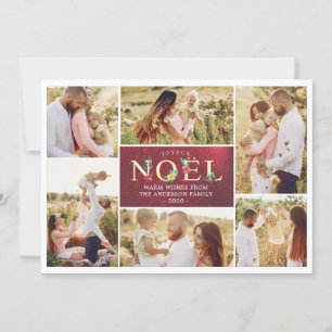 Joyeux Noel French Modern Christmas Photos Collage Holiday Card