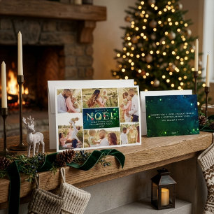 Joyeux Noel French Modern Christmas Photos Collage Holiday Card
