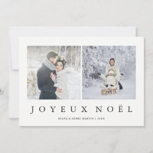 Joyeux Noel    French Modern Christmas Two Photo Holiday Card