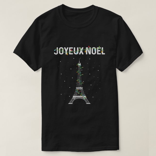 Joyeux Noel French Paris Eiffel Tower Christmas  T-Shirt (Design Front)