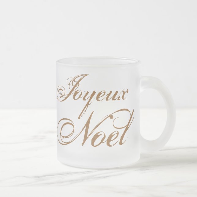 Joyeux Noel Frosted Glass Coffee Mug (Right)