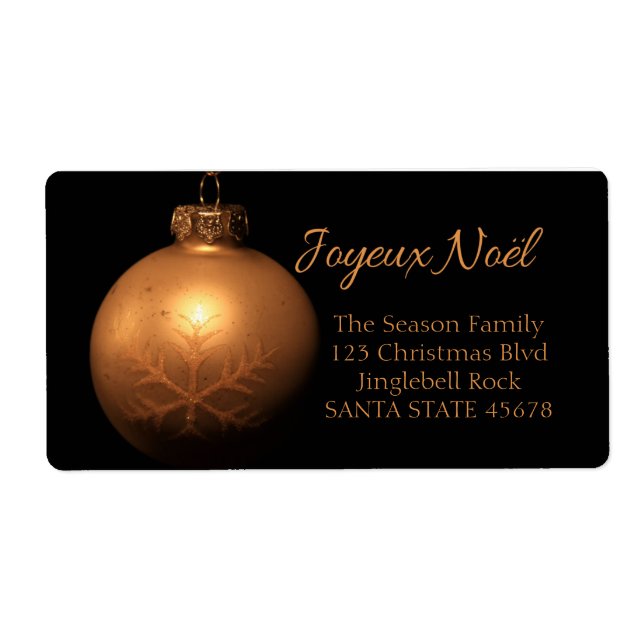 Joyeux Noël Golden ornament label (Front)