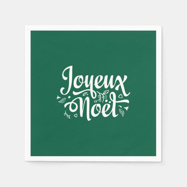 Joyeux Noel Green Napkin (Front)