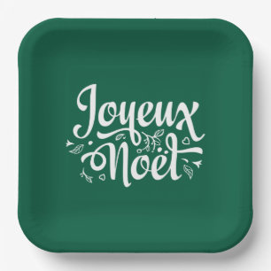 Joyeux Noel Green Paper Plate