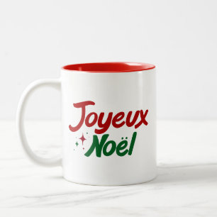 Joyeux Noël Hand Lettered  Two-Tone Coffee Mug