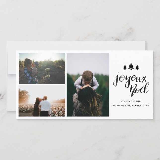 Joyeux Noel | Handwritten Script Holiday Photo Card (Front)