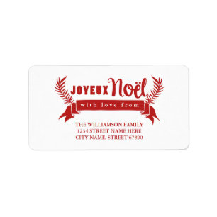 Joyeux Noel Holiday Address Labels / Red