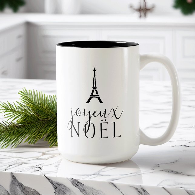 Joyeux Noel | Holiday Eiffel Tower Two-Tone Coffee Mug (Creator Uploaded)