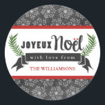 Joyeux Noel Holiday Gift Tag Stickers / Grey<br><div class="desc">Great for envelope seals,  gift tags,  and favours!</div>