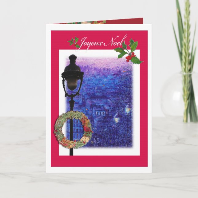 Joyeux Noel illustrated Paris Holiday Card (Front)