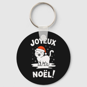 Joyeux Noël Khao Manee White Cat Christmas Santa Key Ring