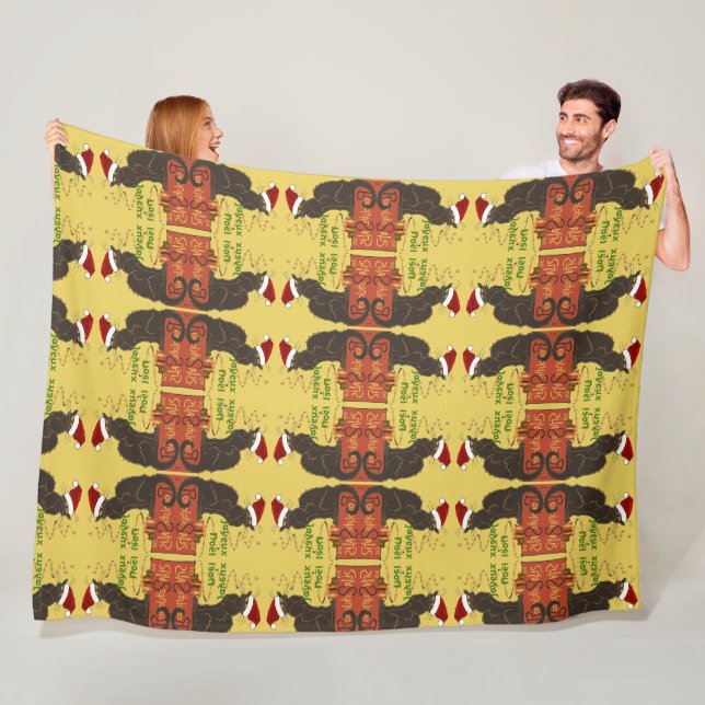 Joyeux Noel Le Chat Noir Christmas Spoof  Fleece Blanket (In Situ)