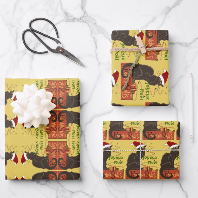 Joyeux Noel Le Chat Noir Christmas Spoof  Wrapping Paper Sheet (Front)