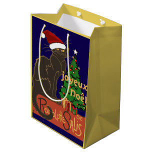 Joyeux Noel Le Chat Noir Spoof With Yule Tree Medium Gift Bag