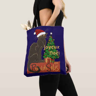 Joyeux Noel Le Chat Noir Spoof With Yule Tree Tote Bag