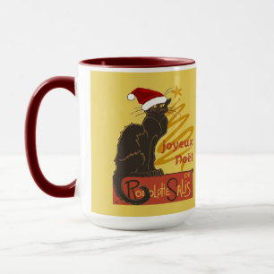 Joyeux Noel Le Chat Noir With Stylised Golden Tree Mug
