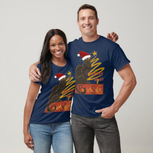 Joyeux Noel Le Chat Noir With Stylised Golden Tree T-Shirt