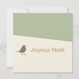 Joyeux Noel Little Bird Snow Christmas Holiday Card