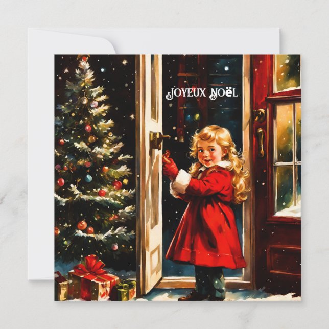 Joyeux Noël - little girl Holiday Card (Front)